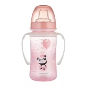   Canpol Babies Cseppmentes Szilikon tanulópohár világító fogantyúval 240ml (6h+) Exotic Animals - Rózsaszín