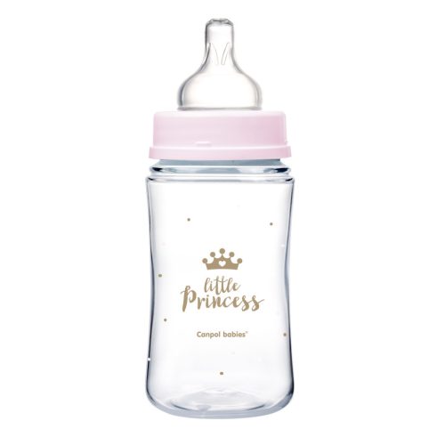 Canpol Babies EasyStart anti-kólikás cumisüveg Royal Baby 240ml (3h+) - Little Princess - Rózsaszín