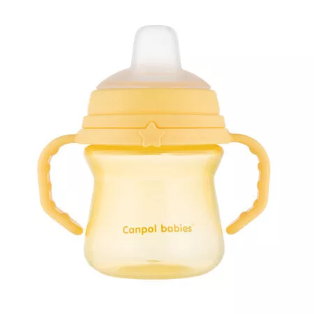 Canpol Babies FirstCup itatópohár szilikonos ivócsőrrel 150ml 6h - Sárga