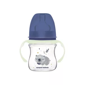   Canpol Babies EasyStart anti-kólikás cumisüveg világító fogantyúval 120ml (0h+) - Sleepy Koala - Kék