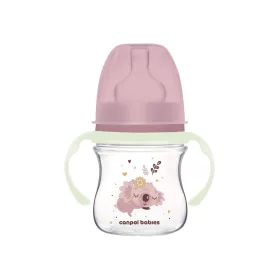   Canpol Babies EasyStart anti-kólikás cumisüveg világító fogantyúval 120ml (0h+) - Sleepy Koala - Rózsaszín