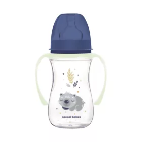   Canpol Babies EasyStart anti-kólikás cumisüveg világító fogantyúval 240ml (3h+) - Sleepy Koala - Kék