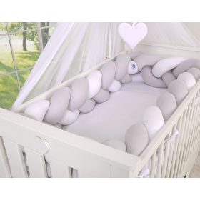   BabyLion Prémium Fonott rácsvédő XXL - Szürke-Fehér-Szürke