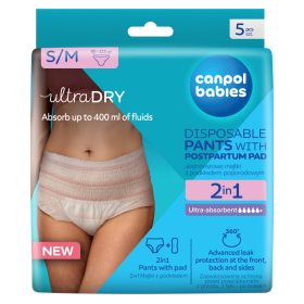   Canpol Babies 2in1 szülés utáni eldobható bugyi ultra nedvszívó szülés utáni betéttel - S/M méret (5 db)