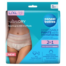   Canpol Babies 2in1 szülés utáni eldobható bugyi ultra nedvszívó szülés utáni betéttel - L/XL méret (5 db)