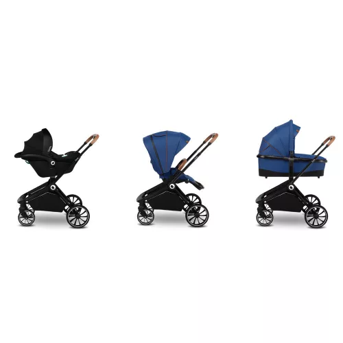 Lionelo Mika 3in1 multifunkciós babakocsi - Blue Navy + Astrid I-Size babahordozó - Beige Sand