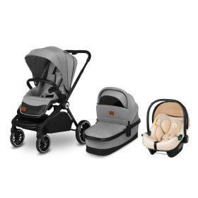   Lionelo Mika 3in1 multifunkciós babakocsi - Grey Stone + Astrid I-Size babahordozó - Beige Sand