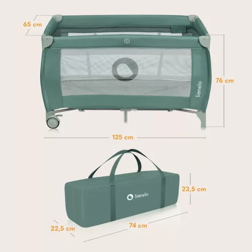 Lionelo Stefi Plus kétszintes utazóágy - Green Olive