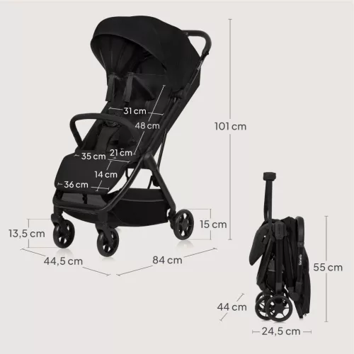 Lionelo Julie Air sport babakocsi - Black Onyx