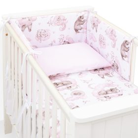   MTT 3 részes ágyneműhuzat szett (100x135cm) - Rózsaszín felhők alvó macikkal