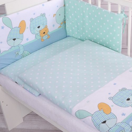 BabyLion Prémium 5 részes ágyneműhuzat szett - Kék macik