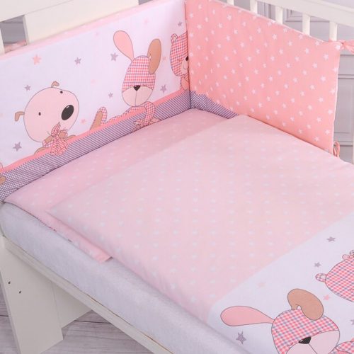 BabyLion Prémium 5 részes ágyneműhuzat szett - Barack színű - Macis mintával