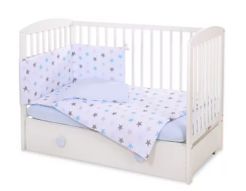 BabyLion Prémium 5 részes ágyneműhuzat szett - Kék csillagok