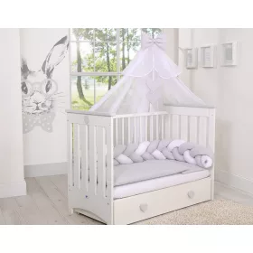 BabyLion Prémium baldachin - Fehér - Szürke masni