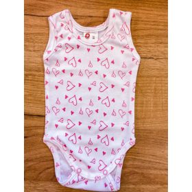   LP Ujjatlan filmnyomott pamut body (98) - Rózsaszín szívecskék