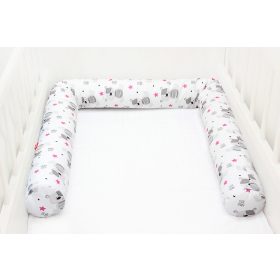   Scamp Rácsvédő hengerpárna 180 cm - Fehér alapon csillagok és macik