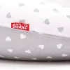 Scamp Félhold szoptatós párna pamutvászon huzattal - Fehér-Szürke alapon szivecskék