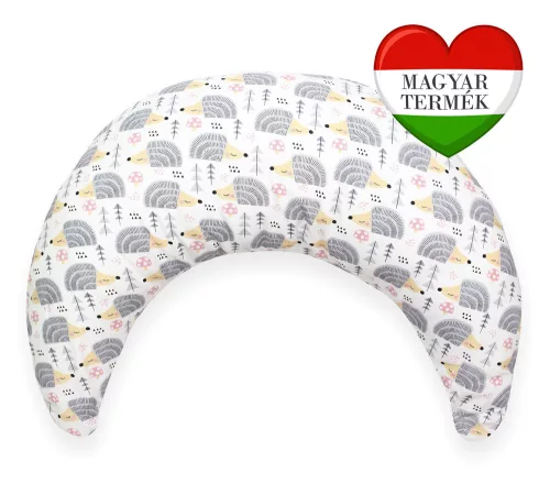 Scamp Félhold szoptatós párna pamutvászon huzattal - Szürke sünik