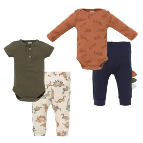   Foxy Baby Pamut Rövid és hosszú ujjú body + nadrág szett (80) - Dínók