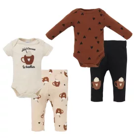   Foxy Baby Pamut Rövid és hosszú ujjú body + nadrág szett (56) - Forró csoki