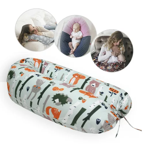 Scamp Szoptatós párna - Zöld alapon erdő állatai