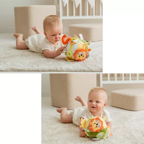 Jollybaby Deluxe puha labda rágókával - Soft Jungle