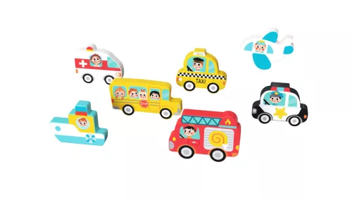 Tooky Toy Közelekedés forma kirakós fa játék puzzle 9db-os