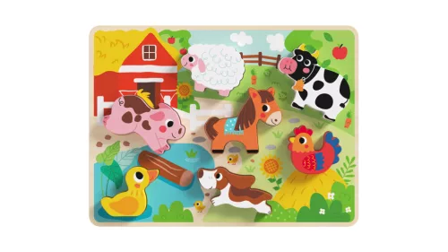 Tooky Toy Farm állatai forma kirakós fa játék puzzle 8db-os