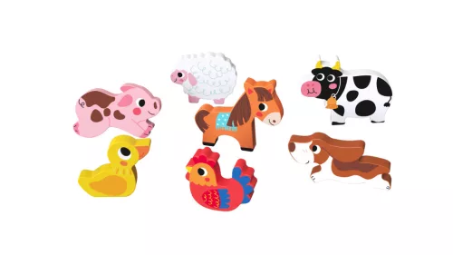 Tooky Toy Farm állatai forma kirakós fa játék puzzle 8db-os