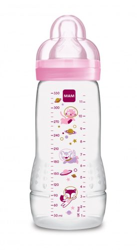 MAM Easy Active cumisüveg 330 ml - 4h+ - Rózsaszín - Űrhajós állatkák