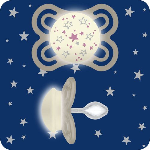 MAM Perfect éjszakai szilikon cumi (2-6 hónap) - Fehér - Rózsaszín csillagok