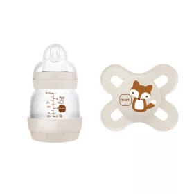   MAM Anti-Colic cumisüveg 130 ml + Original start cumi 0h+ (2024) - Bézs - Róka