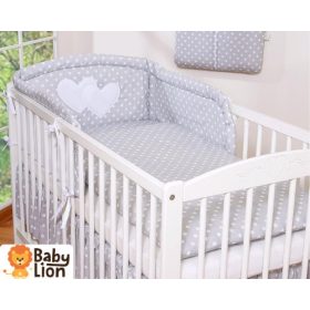   BabyLion Prémium 3 részes ágyneműhuzat szett - HH - Szürke alapon fehér pöttyök