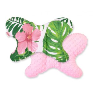 BabyLion Prémium Minky pillangó párna - Trópusi  -Rózsaszín