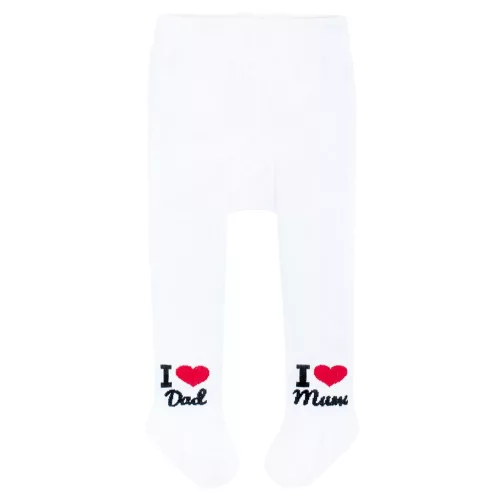 Pamut harisnyanadrág New Baby fehér I Love Mum and Dad