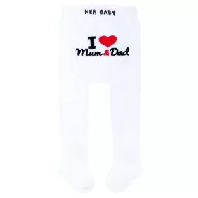 Pamut harisnyanadrág New Baby fehér I Love Mum and Dad