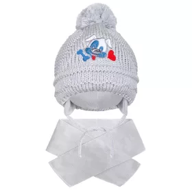 Téli gyermek sapka sállal New Baby kutyus szürke