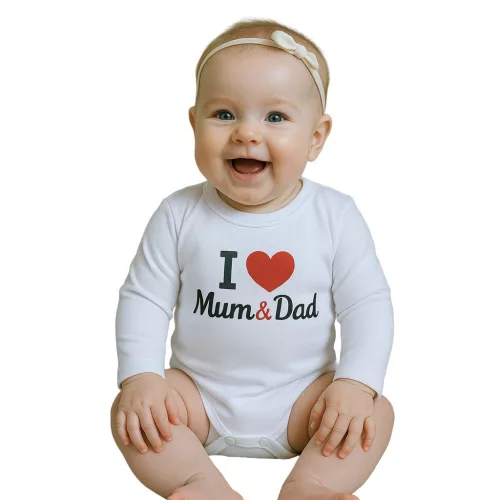 Body nyomott mintával New Baby I Love Mum and Dad