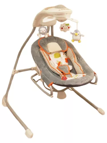 Ringatható, szabályozható pihenőszék világítós projektorral Baby Mix szürke