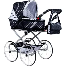  Játék Retro babakocsi 2az1-ben New Baby Natálka fehér - fekete