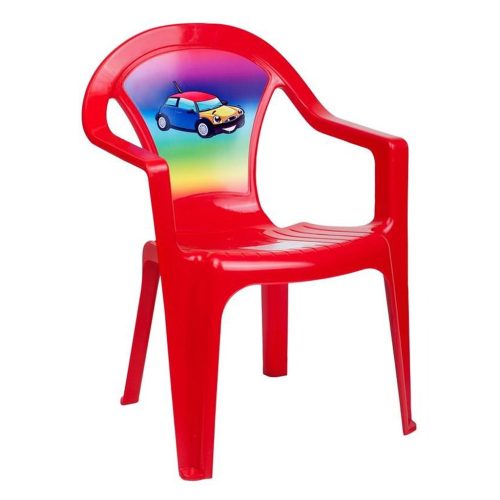 Gyerek kerti bútor- műanyag szék piros autó