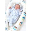 Luxus babafészek párnával és paplannal kisbabák számára New Baby fehér-szürke csillagok