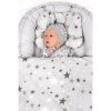 Luxus babafészek párnával és paplannal kisbabák számára New Baby fehér-szürke csillagok