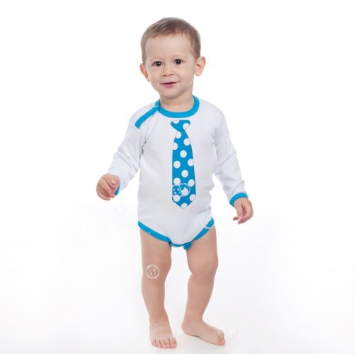 Body nyomtatott mintával New Baby türkiz nyakkendővel