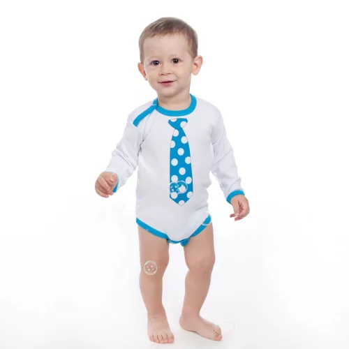 Body nyomtatott mintával New Baby türkiz nyakkendővel