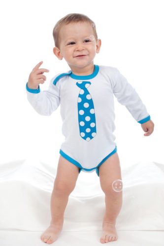 Body nyomtatott mintával New Baby türkiz nyakkendővel