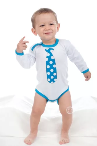 Body nyomtatott mintával New Baby türkiz nyakkendővel