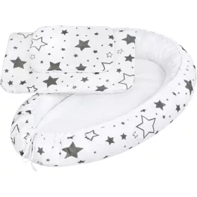   Luxus babafészek párnával és paplannal kisbabák számára New Baby csillag szürke