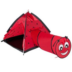 Gyermek sátor PlayTo Katica alagúttal piros