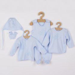   5-részes pamut baba együttes New Baby Mókusokkal dobozba kék